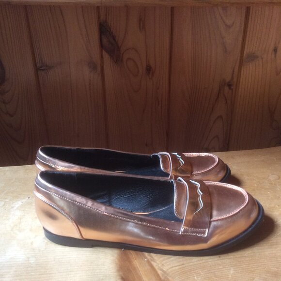 ASOS Metallic Copper Penny Loafer Classic Slip On Flats Size 6 - Picture 4 of 9